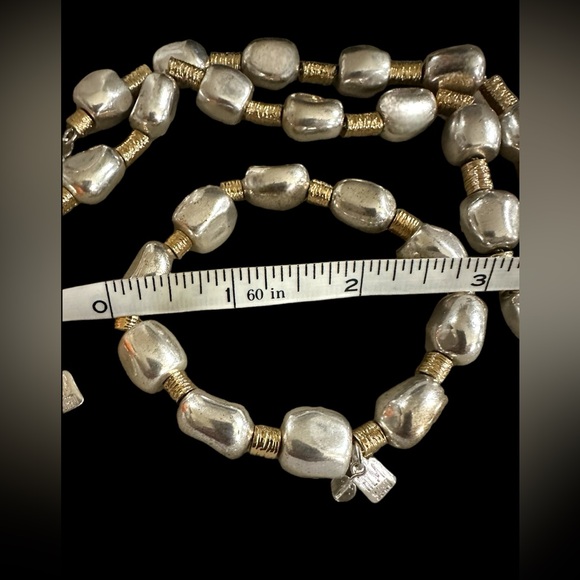 Robert Lee Morris RLM SoHo silver and gold set 17-19”necklace & stretch bracelet - Picture 3 of 4